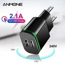 ANMONE 5V 2A Dual USB Ladegerät Schnelle Lade für Handy Kostenlos Led-anzeige EU UNS Stecker Wand Adapter Für xiaomi redmi hinweis 8 pro