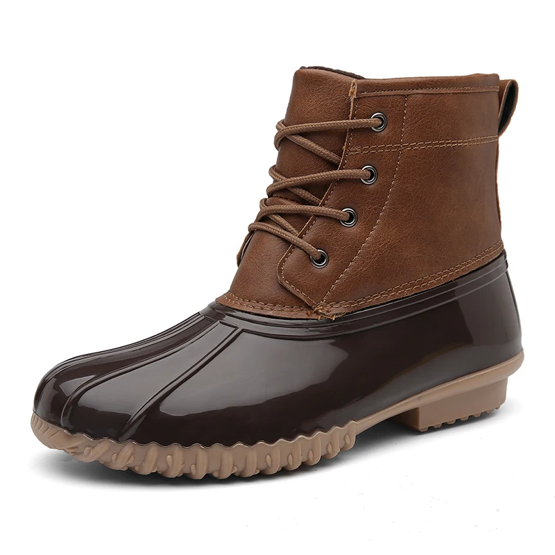 light brown HTUUA 36-41 качественная Зимняя утка сапоги женские непромокаемые резиновые сапоги женские нескользящие теплые плюшевые зимние сапоги на меху женская обувь SX3428 - Цвет: light brown