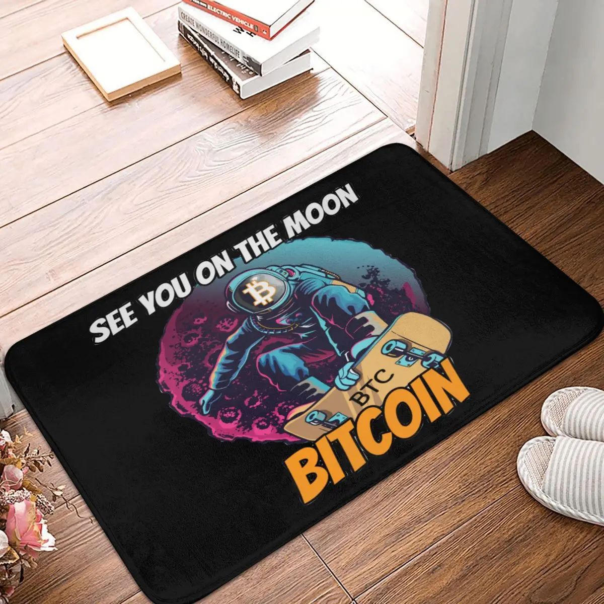 See You On The Moon Bitcoin Doormat Bathroom Welcome Living Room Home Carpet Block Chain Anti-slip Floor Rug Door Mat Bath | Дом и сад