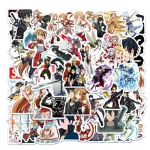 

50PCS Sword Art Online Stickers Luggage Laptop Mobile Phone Cartoon Graffiti Stickers Waterproof Reusable Anime Stickers