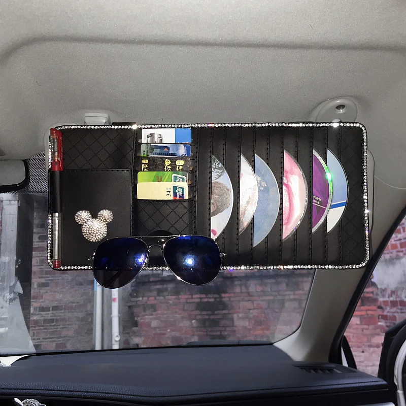 Crystal-Diamond-Bowknot-Car-Sun-Visor-Organizer-Holder-Multi-Use-PU-Leather-Storage-Bag-Case-Universal-for-CD-Card-121