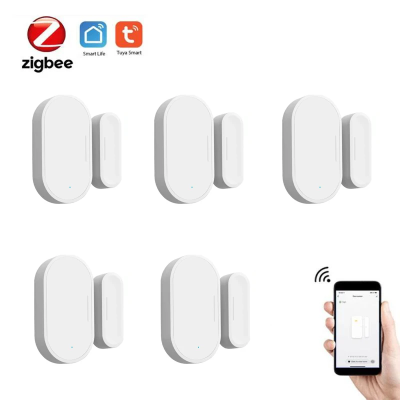 Датчик окон и дверей Tuya Zigbee беспроводной мини-детектор подключения работает с Alexa