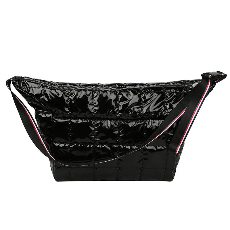 Женские зимние сумки, дизайн, Космический коврик, хлопок, перо, вниз, сумка, сумки на плечо, тоут, Портативная сумка-мессенджер, Bolsa Feminina - Цвет: black