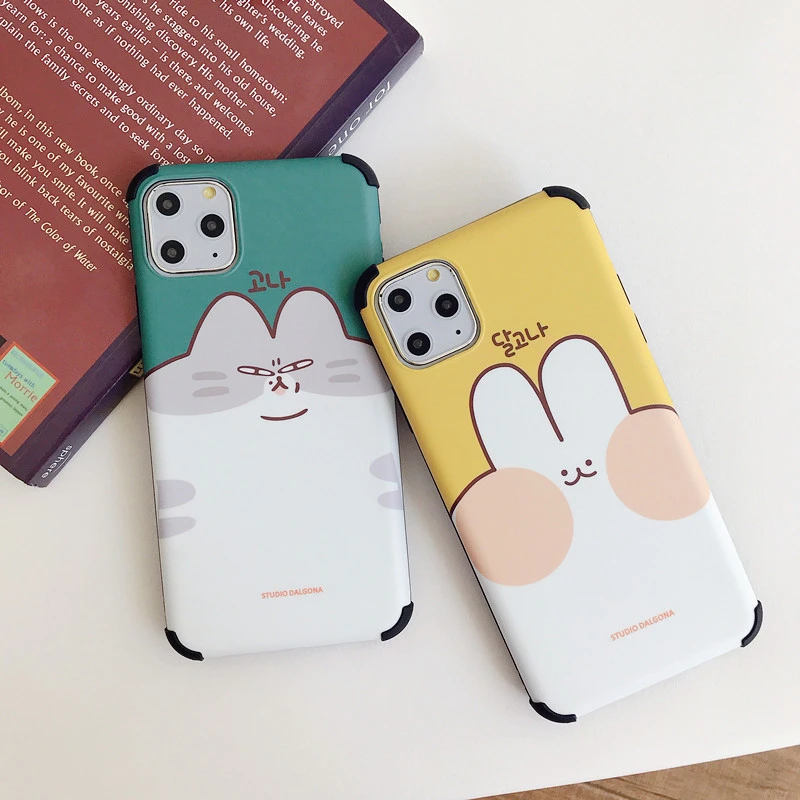 

Korea Cartoon fat rabbit Four corners anti fall mobile phone case for iPhone 6 7P X XR,classic for iPhone 11 Pro Max case