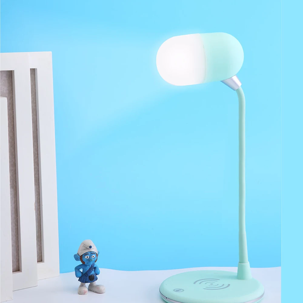 Touch Desk Lamp Wireless Charger Wireless Bluetooth Speaker 3 in 1 Smart Mini Loud speaker for IPhone 8 XR XS/Sanmsung L4 - Цвет корпуса: Green