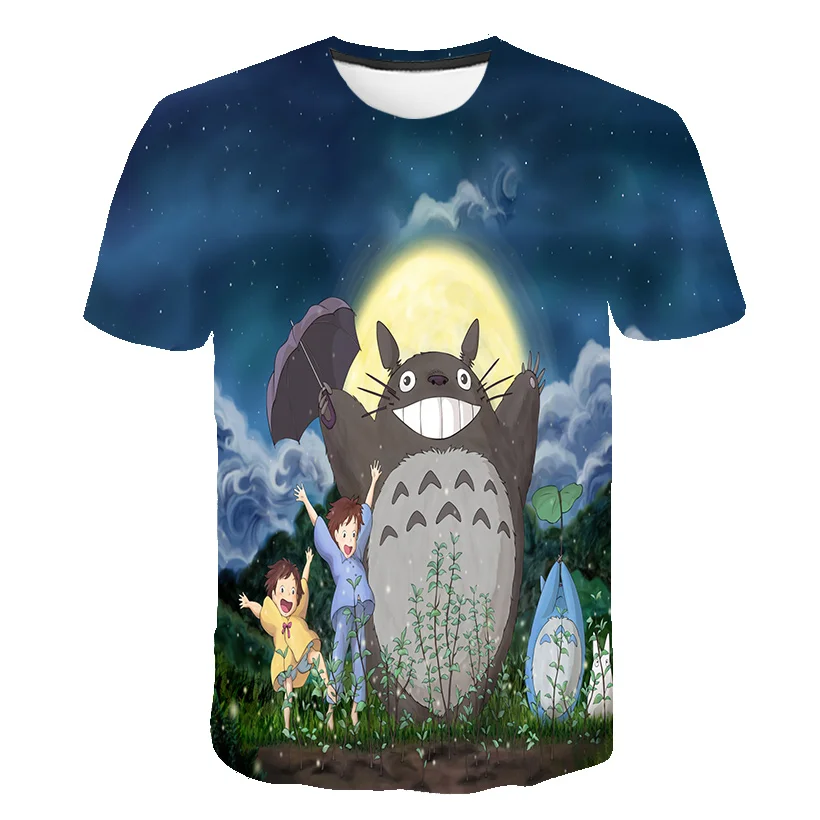 Детская одежда для девочек с 3D принтом Тоторо футболка Pokemon Ghibli Kawaii camisetas Miyazaki Hayao