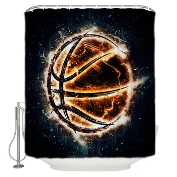 

Burning Basketball Shower Curtain Waterproof Curtains Polyester Bath Curtain