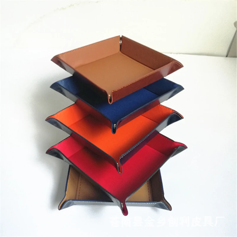 Foldable PU Leather Felt Square Storage Tray