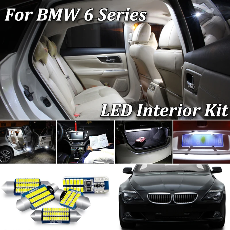 For BMW 6 Series M6 E63 E64 F06 Gran Coupe Convertible LED Interior Lights kit Error Free SMD Bulbs White Crystal blue 2004+ | Автомобили