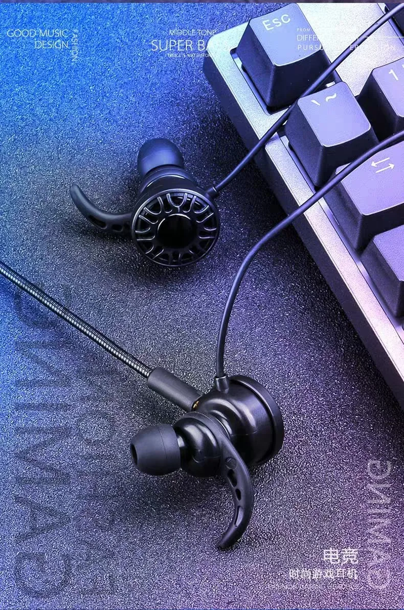 Гарнитура для геймеров, наушники-вкладыши, Audifonos Game, 3,5 мм, PC, мобильный наушник, ушной бутон, гарнитура с двойным микрофоном для соревнований по играм