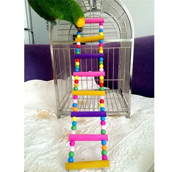 

29/40/52 cm Pet Bird Toys Colourful Wooden Ball Ladder Climb Parrot Macaw Cage Swing Shelf Parrot Bites Play brinquedo