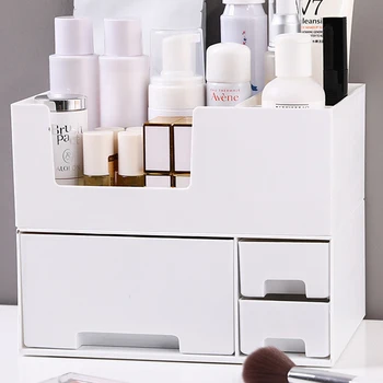 

Double-layer Plastic Cosmetic Storage Box Drawer Desktop Storage Box Drawer Jewelry Makeup Lipstick Organizer Bathroom Organizer