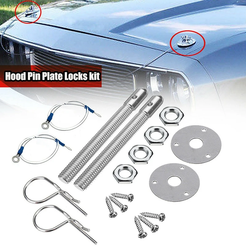 Universal Mount Bonnet Hood Pin Lock Latch Kit Racing Sport Car