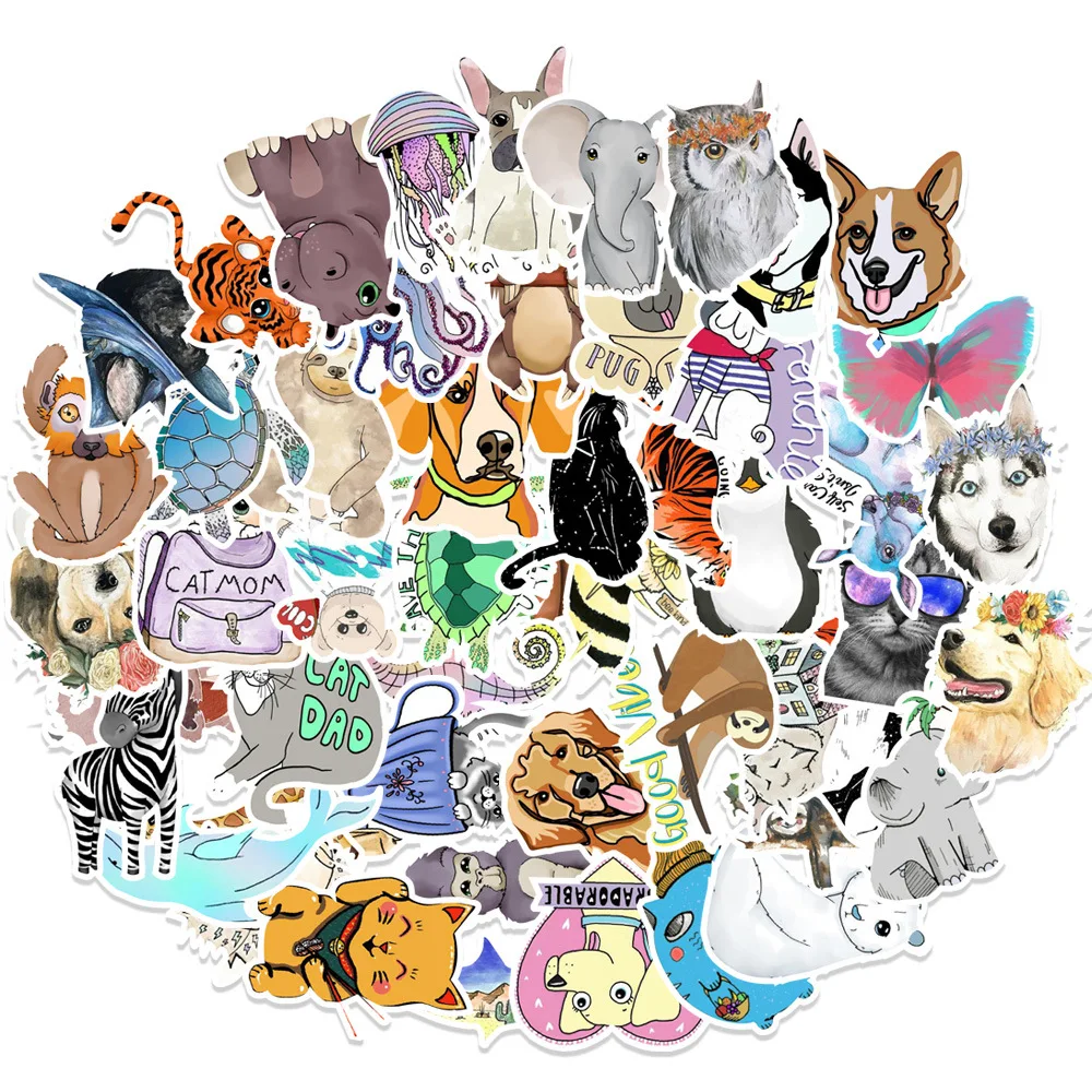 10/30/50PCS Cute Cartoon Animal Stickers Motorcycle Luggage Guitar Skateboard Cool Graffiti Sticker for Kid Decal Toys Gift F5 | Игрушки и