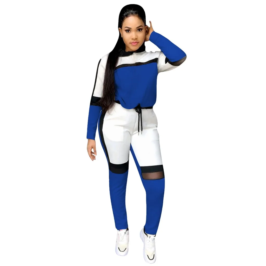 Женская комбинация с длинными рукавами, повседневный Женский комплект из двух предметов, женский спортивный костюм, модные наряды#4