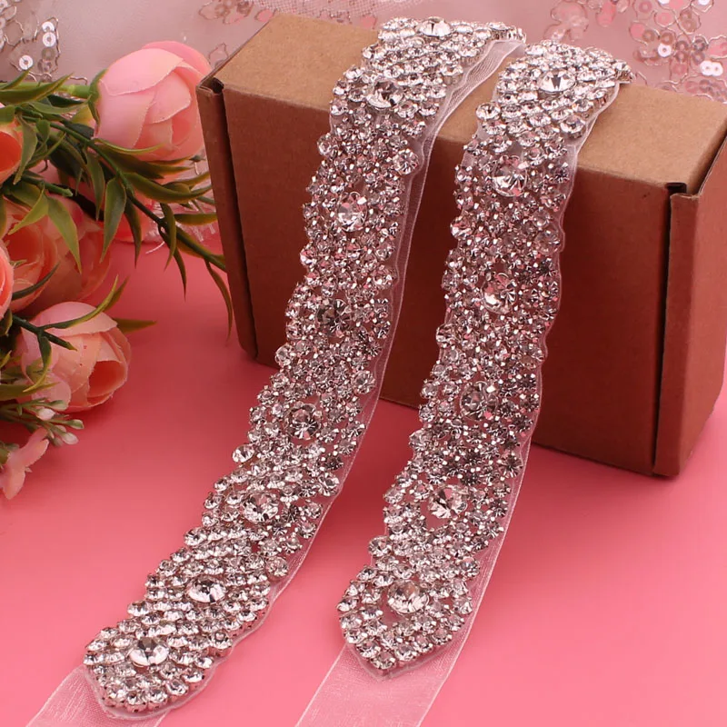 Bridal Belt Crystal Ribbons Handmade Silver for Wedding Evening Dresses bridal waistband bridal garter belt bridal dress decoration