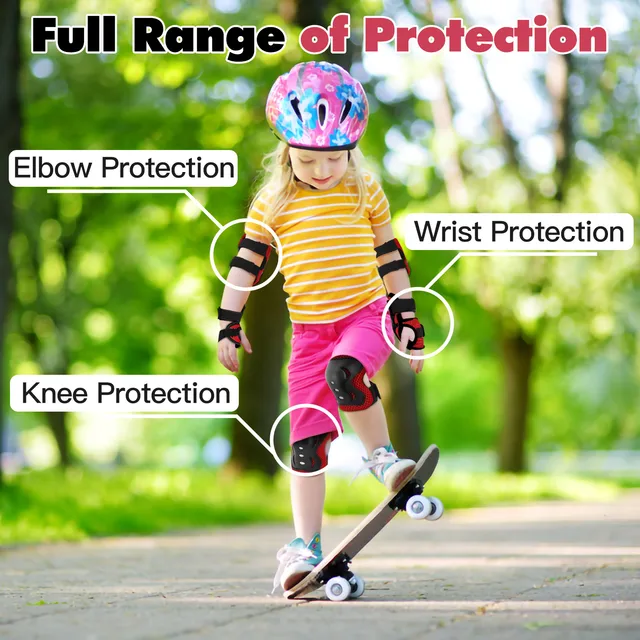 6 in 1 Skating Cycling Roller Skating Protection Set Kids Knee Elbow Wrist Protective Pads Sport Protective Gear for Boy Girl 4