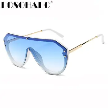 

2020 Oversized Square Sunglasses Women Luxury Brand Designer Sun Glasses Men Gradient Fashion Steampunk Sunglasses Rivet Style