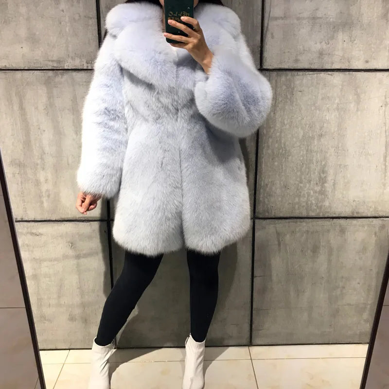 Натуральное меховое пальто для женщин, натуральное меховое пальто, пальто из лисьего меха