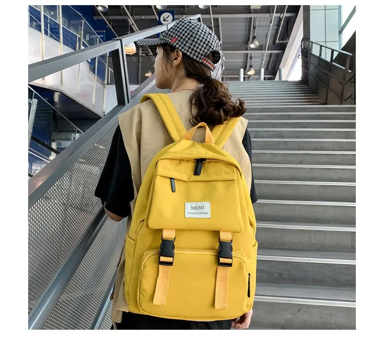 HOCODO рюкзак для женщин, одноцветная школьная сумка для девочек-подростков, сумка для путешествий на плечо, мульти карман, нейлоновая Задняя сумка Mochila
