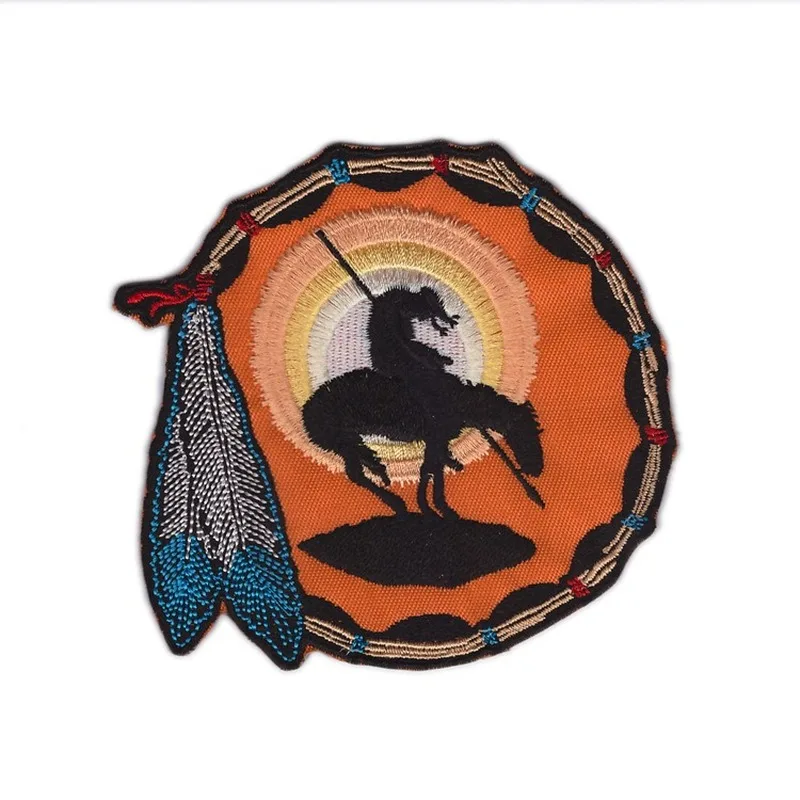 10pcs/lot Vintage Round Embroidery Patches Indian Warrior Backpack Clothing Decoration Accessories Iron Heat Transfer Applique | Дом и сад