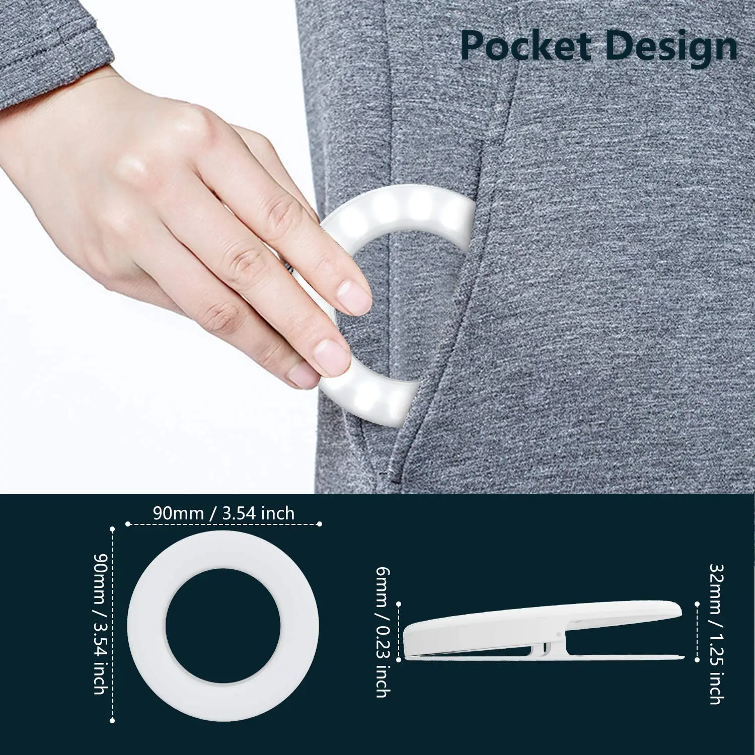 Selfie Ring Light Fill Light Rechargeable 3 Modes with Clip Video Conference Lamp for Phone/Laptop/Tablet/Make up