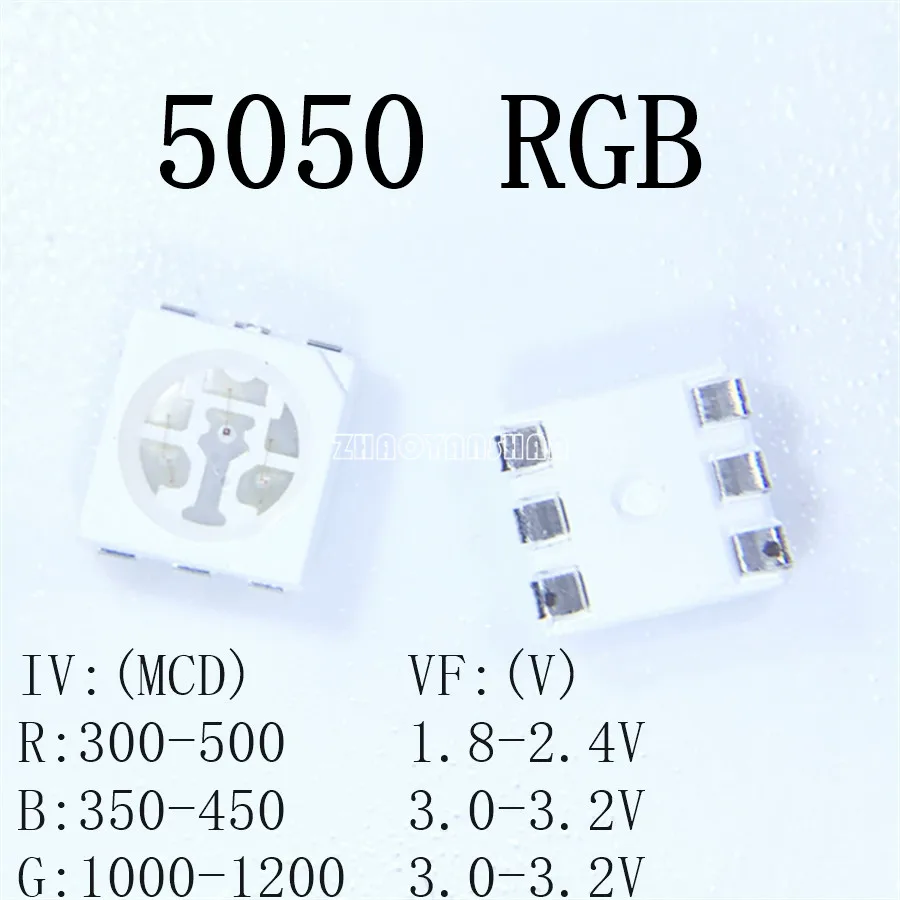 1000 шт. X 5050 RGB Светодиодная лампа SMD светодиодный Диод smd супер-ярсветодиодный