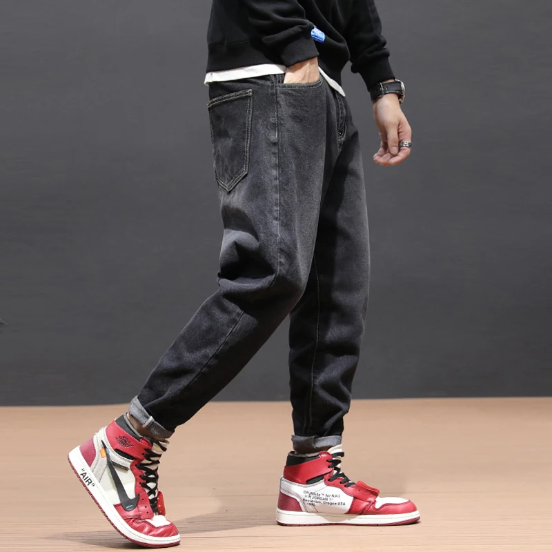 

Newly Fashion Streetwear Men Jeans Loose Fit Small Leg Harem Jeans Men Big Size S-5XL Vintage Designer Hip Hop Jeans Homme
