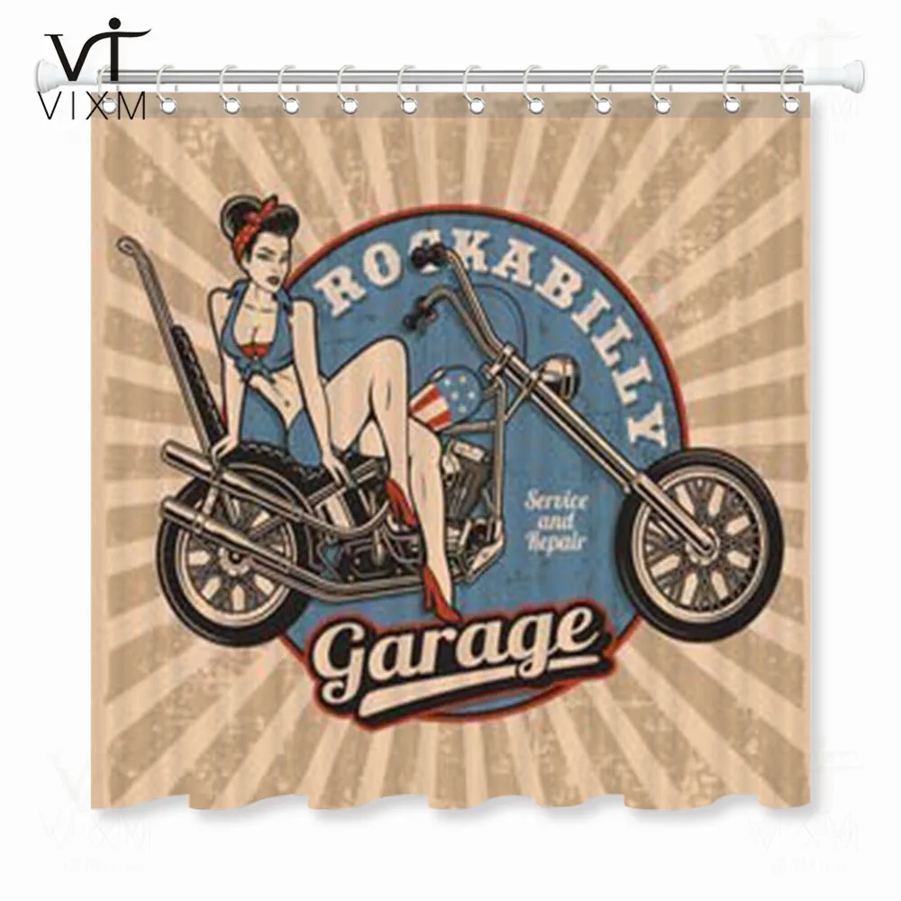 Vixm тату стиль Hoem занавеска для душа Pin Up девушка на микрофон игральные карты Водонепроницаемая занавеска для ванной полиэстер Душ - Цвет: 74141