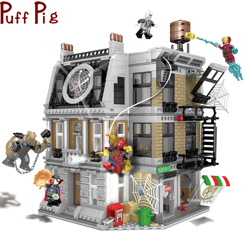 Iron Man Spider Man Building Blocks Compatible Legoinglys Marveled Model Super Hero Sanctum Sanctorum Showdown Figures Brick Toy
