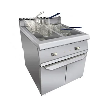 Best Stainless Steel Chicken Commercial Deep Fryer 36L*2 Gas Fryer With Cabinet