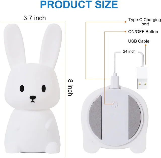 Luz de noche para habitación de niños, lámpara de conejo de silicona con USB,  bonito regalo para guardería, decoración de habitación Kawaii, niñas y  niños pequeños - AliExpress