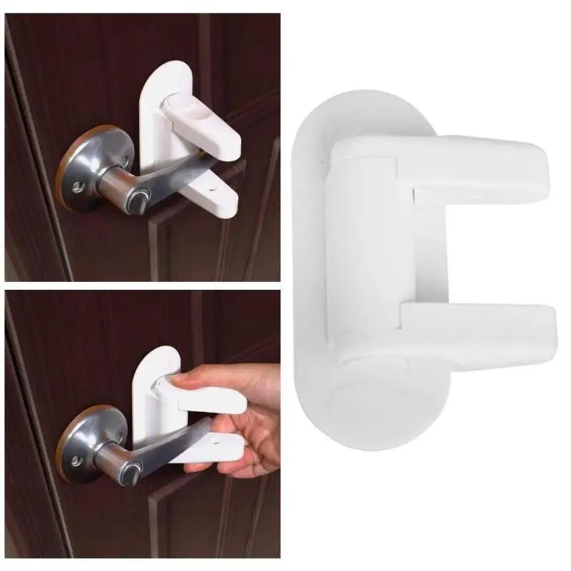 

Plastic Kids Safety Door Lever Lock Protection Doors Handles Security Latch Locking Compatible with Standard Door Lever Handles