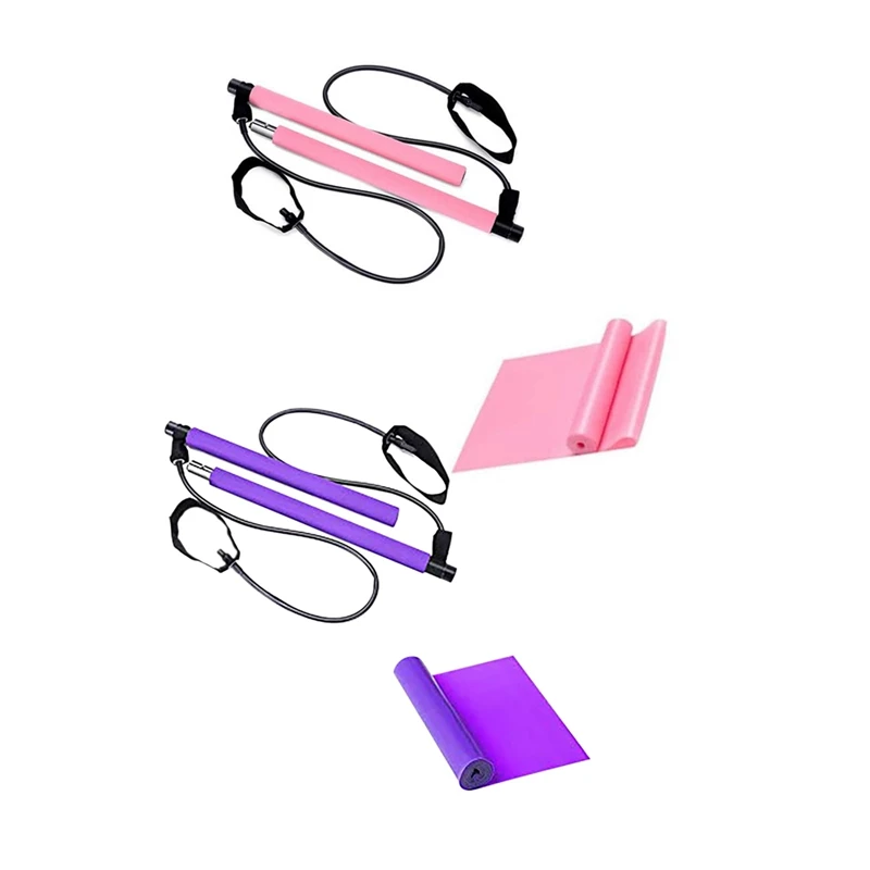

Pilates Bar Kit with Resistance Bands Foot Loop Yoga Pilates Exercise Stick for Home Gym Workout Pilates