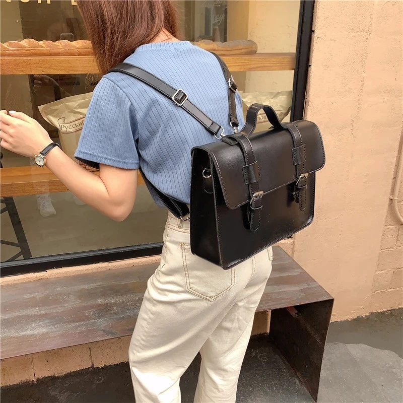 PU leather hand bag rucksack style adjustable strap Purse luggage ladies present 
