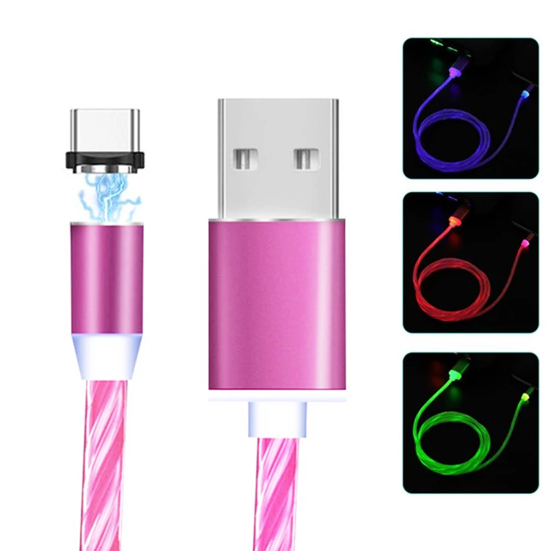 Магнитный USB-кабель с подсветкой для Samsung NOTE 10 9 S10 A5 A7 J4 J7 A70 Huawei P Smart P20 Y5 Y6 Y7 2019 Honor 20 8A