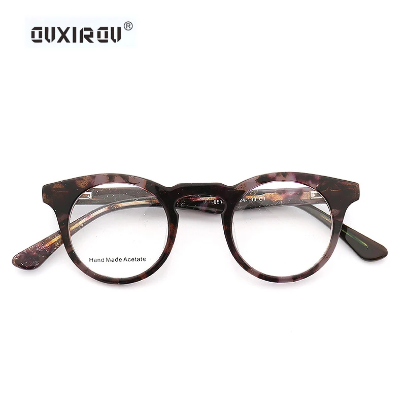 

Vintage Round Hand Made Eyeglasses Man Cat Eyes Computer Optical Glasses Frame Women Acetate Eyeglass Eyewear Top Quality 6511