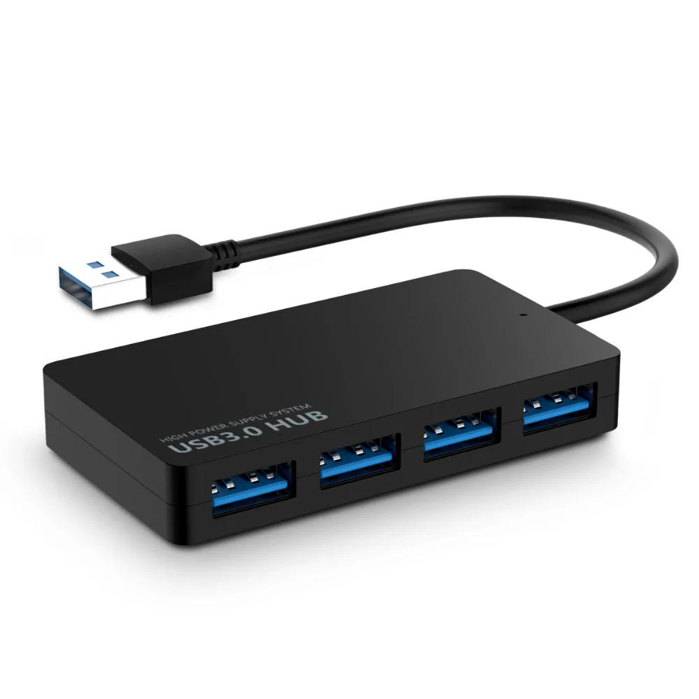 4 порта USB 3,0 концентратор Высокоскоростной разветвитель для настольного ноутбука портативный USB-HUB несколько - Цвет: Black