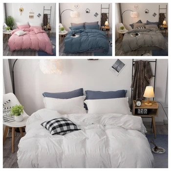 

2020 New Pattern Pure Colour 2/3 Pcs Duvet Cover Set 1 Quilt Cover + 1/2 Pcs Pillow Cases Single Queen Double Princess Tassels