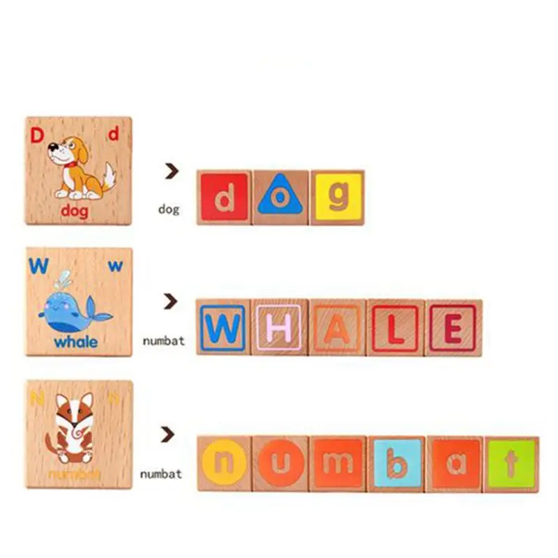 

Wooden ABC Blocks Building Games Extra-Large 26 PCS Alphabet Letters Block Set Montessori Educational Toys for Kids Toddlers