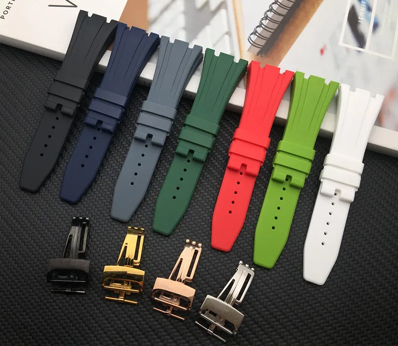 Натуральный силиконовый резиновый ремешок для часов AP складная пряжка 26 мм 27
