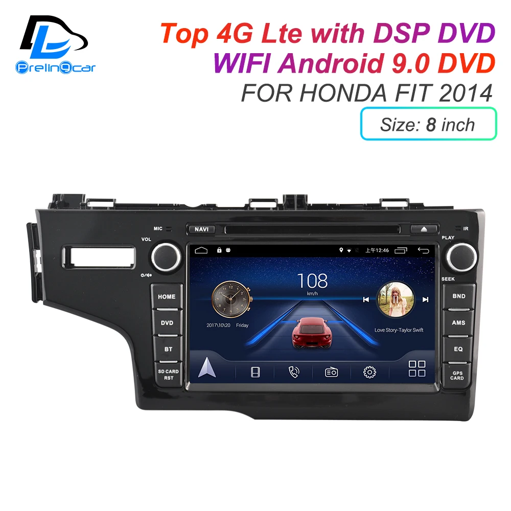 IPS сенсорный экран DSP звук Android 9 0 2 DIN 4g Lte радио для Honda Fit 2014 2015 2016 лет GPS DVD плеер