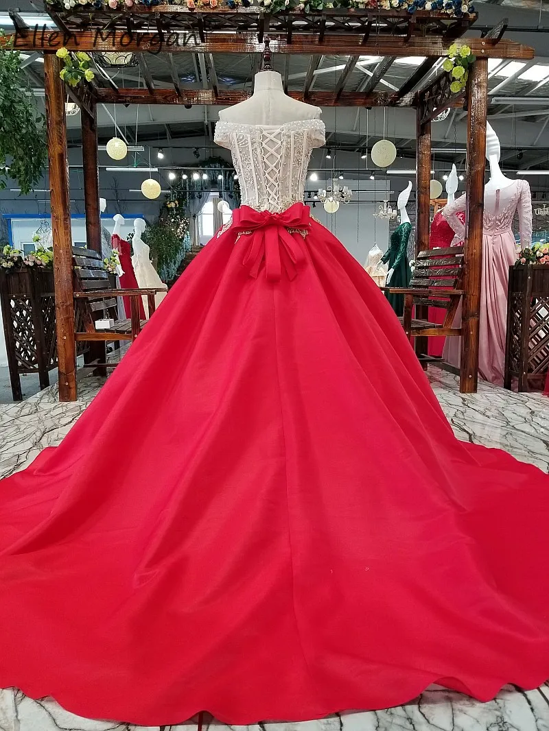 Красные сексуальные платья выпускного вечера Длинные для женщин Bestidos de gala 2019 кружевные бусины вечернее платье без Плеч вечерние бальные