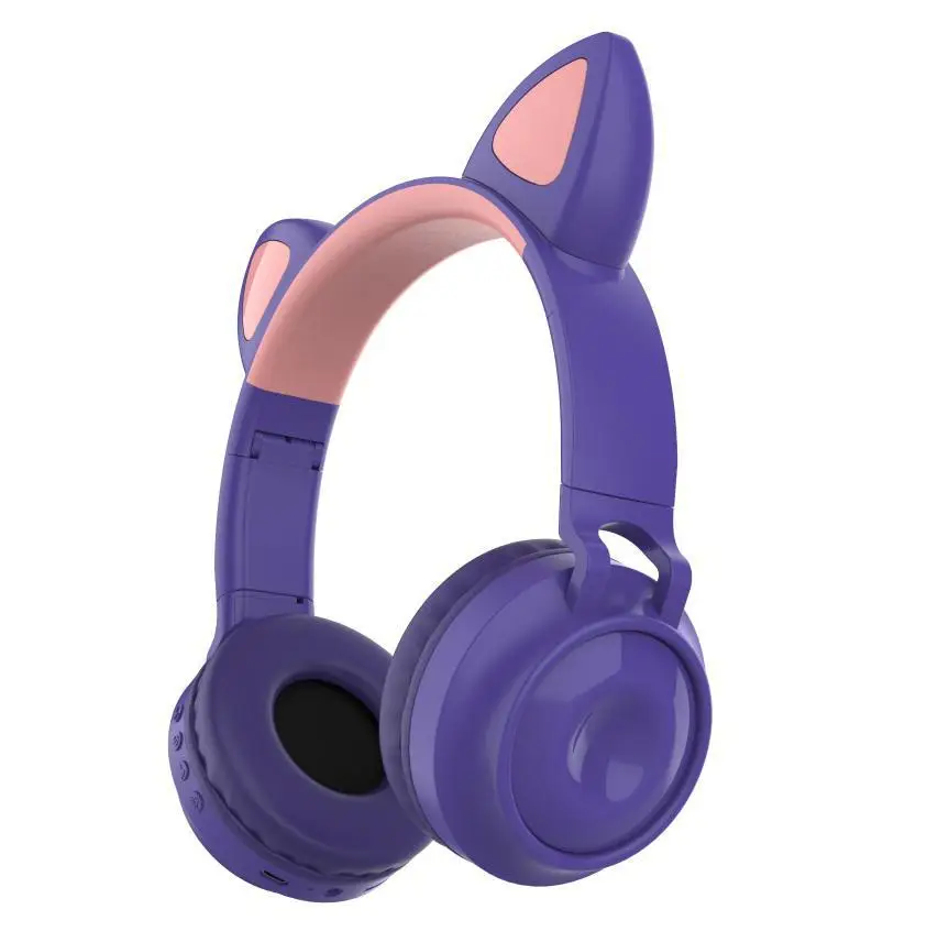 Bluetooth 5 0 Ear Headphones Foldable Stereo Wireless Set Mic LED Light Volume Control Support For Kids Birthday Gift