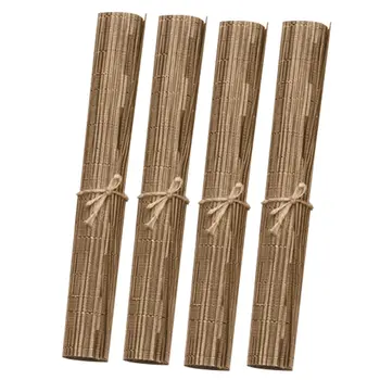 

4Pcs/set Bamboo Table Mat Woven PVC Placemats Non-slip Table Decoration Cloth Pad Decor 40*30cm