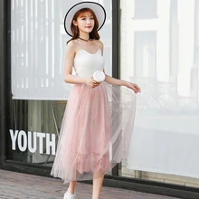 Юбки для женщин Весна новая однотонная плиссированная юбка элегантное женское белье из сетчатой ткани юбки модные летние женские кружевные юбки