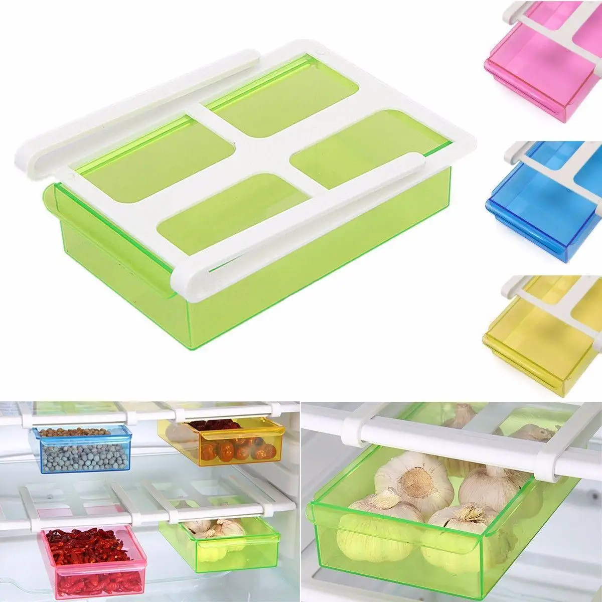 

Refrigerator Storage Rack Shelf Blue Freezer Storage Organizer for Kitchen Slide Fridge Housekeeping &Amp; Organization Tool