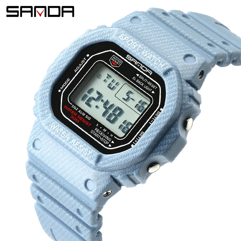 SANDA модные цифровые женские часы светодиодные военные спортивные наручные