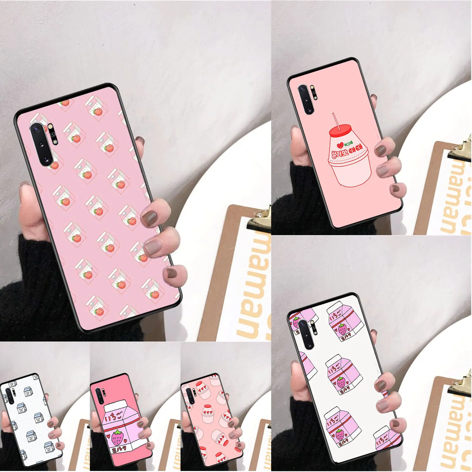 Мягкий силиконовый чехол для телефона из ТПУ с клубничным молоком note 3 4 5 7 8 9 10 10pro |