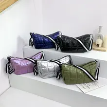

2020 Winter Luxury Space Cotton Messenger Bag For Women Crossbody Down Bag Designer Wide Strap Shoulder Bags Sac A Main New Hot